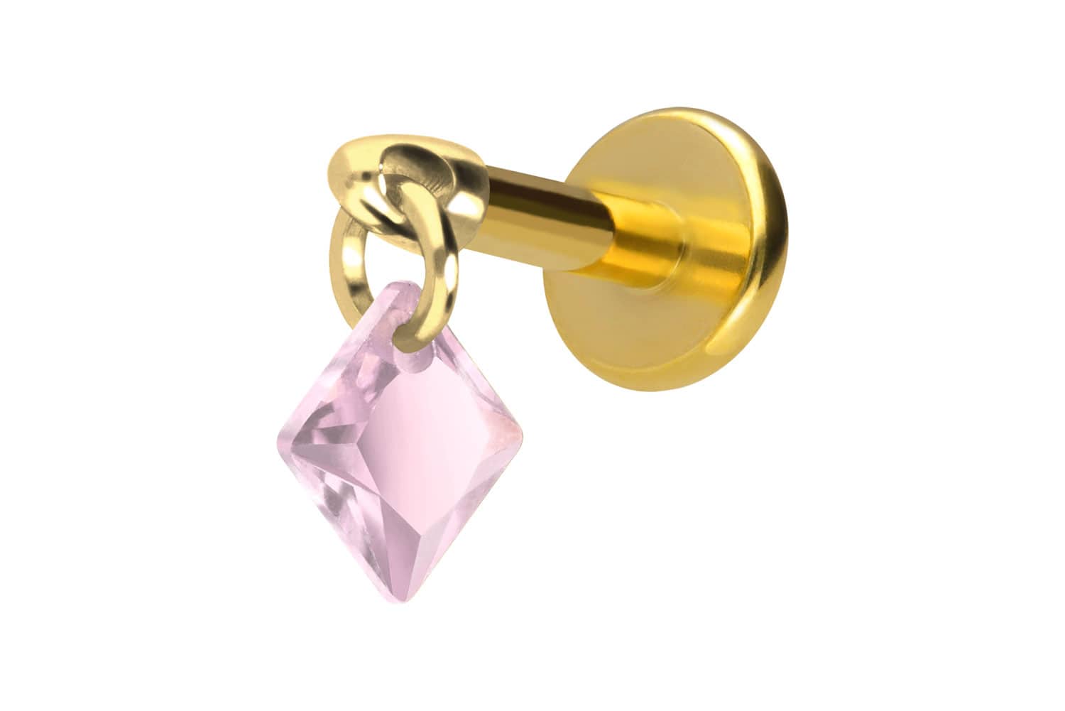 Titan Labret Piercing mit Innengewinde KRISTALLQUADRAT